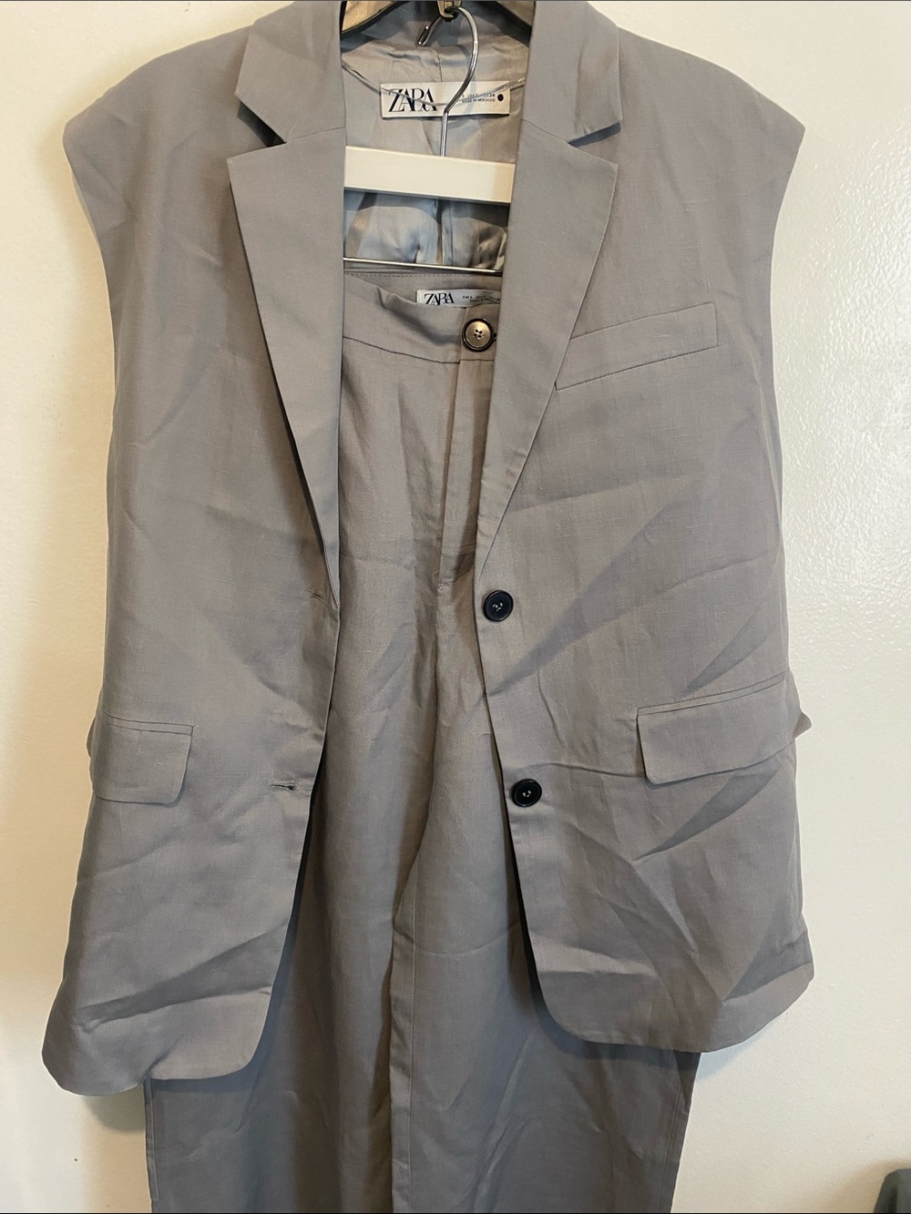 ZARA womeo Gray Single-Breasted Blazer Vest